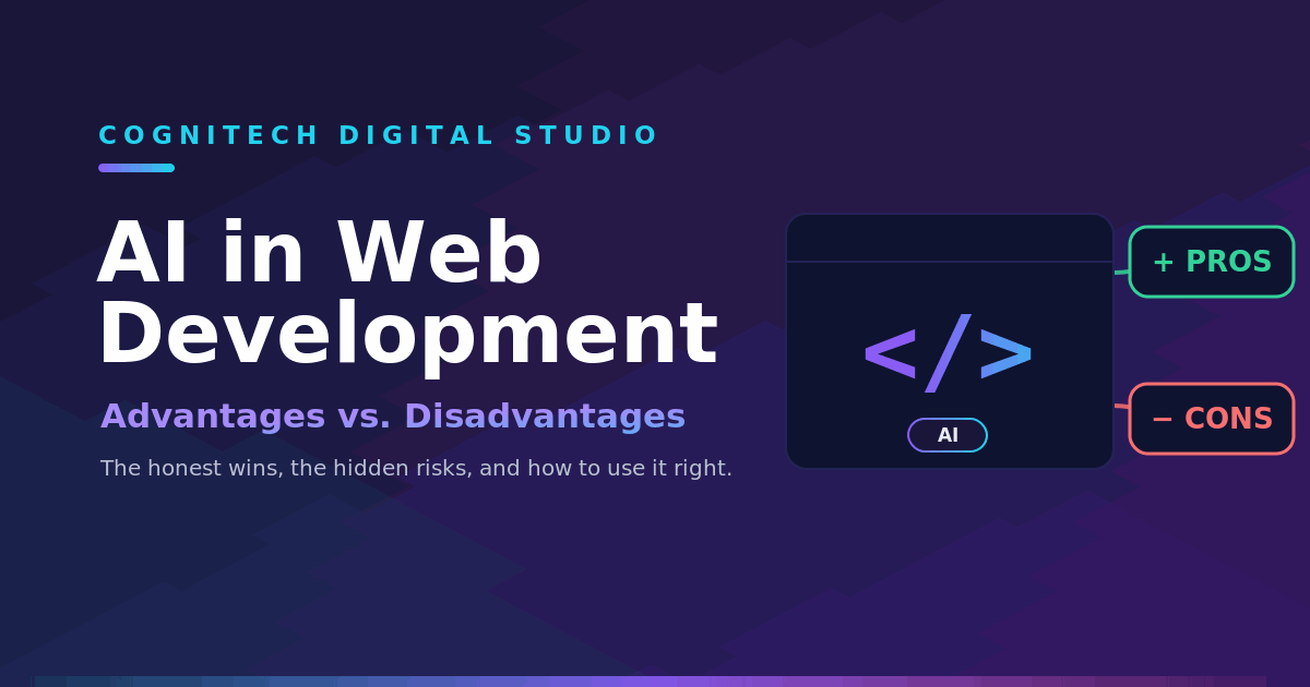 AI in web development advantages and disadvantages illustration